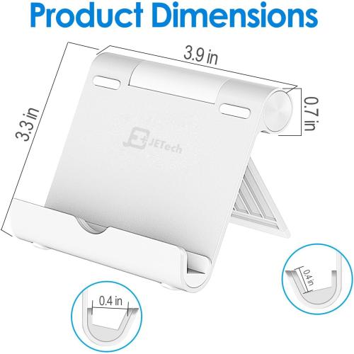 JETech Tablet Stand, Adjustable Portable Desktop Holder, Foldable Dock for iPad/iPad Pro/Air/Mini, Galaxy Tab A8/A7 Lite/A7/S8/S7, Kindle, Tab/Phones(4-11), Sliver