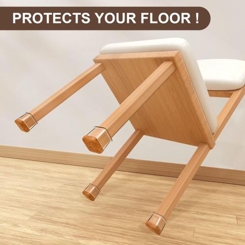 OCONDA 20 Pcs Chair Leg Floor Protectors Fit Diameter:1-1/16 to 1-7/16 | Square Furniture Pads for Hardwood Floors, Silicone Chair Leg Cups with Wrapped Felt, Anti-Scratch, Reduce Noise
