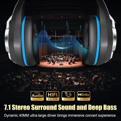 2.4GHz Wireless Gaming Headsets for PS5/PS4/Switch, New RGB Bluetooth 5.4 Noise Cancelling Gaming Headphones with 7.1 Surround Sound, 40mm Drivers, 276g Ultraligero, Memory Foam, 40Hrs Audífonos Gamer