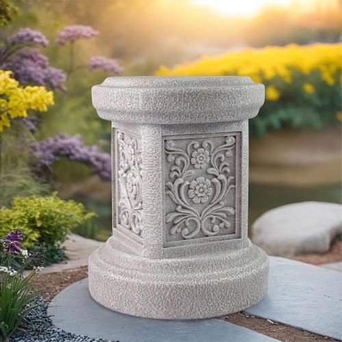 Classic Statuary Stand Garden Pedestal Sculpture Decor Plinth Base Riser, Outdoor or Indoor Resin Statuary Pedestal, 12.6(H) x 9.5(L) x 9.5(W) (Round)