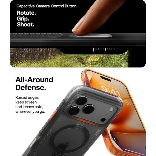 TORRAS Ostand Q3 Air for iPhone 17 Pro Max Case with 360 Magnetic Stand, Fit for MagSafe, Mil-Grade Drop Tested, Camera Control Button, Shockproof Phone Case for iPhone 17 Pro Max 6.9, Shadow Black