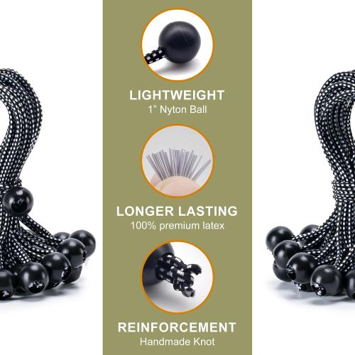 30 Pack Ball Bungee Cord, Heavy Duty Bungie Cord Balls (6,Black/Orange)