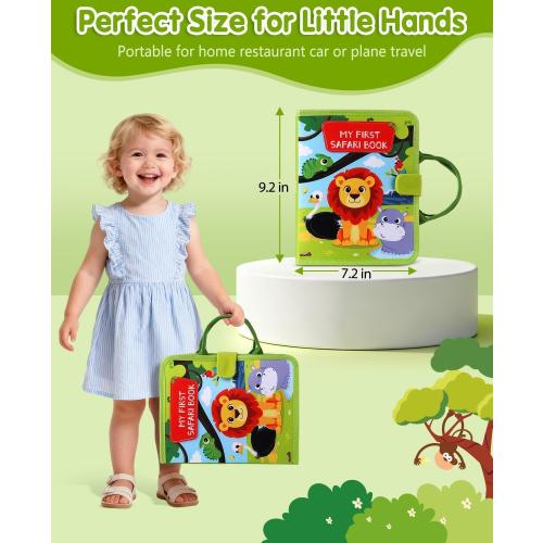 Wild-Animals Busy Book for Toddlers 1-3, Quiet Activity Books for Toddlers 1 Year Old, Montessori Toys Busy Board for 1 2 3 Year Boy Girl Gift Educational Airplane Travel Toy Valentines Birthday Gifts