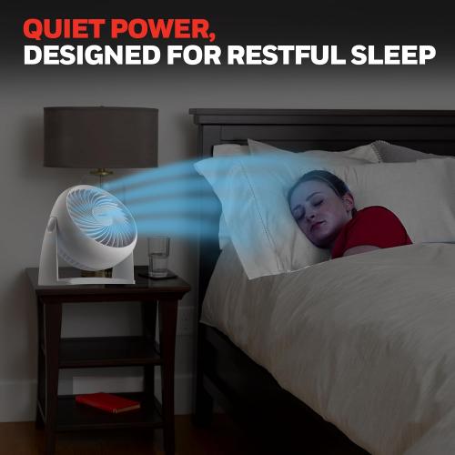 Honeywell HT-904 TurboForce Tabletop Air Circulator Fan, Small, White – Quiet Personal Fan for Home or Office, 3 Speeds and 90 Degree Pivoting Head