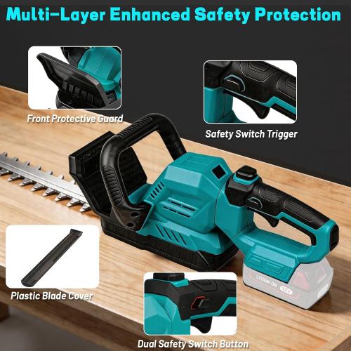 Cordless Hedge Trimmer 22-Inch Compatible with Makita 18V Battery, 3000RPM Brushless Motor Electric Hedge Trimmer, 180°Rotatable Head, Battery Powered Bush Trimmer for Yard, Garden(Tool Only)