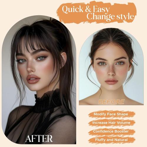 Clip in Bangs, 100% Real Human Hair, Human Hair Clip in Bangs, Wispy HairPieces, No Tangle & Smooth, 11g #06 Light Brown