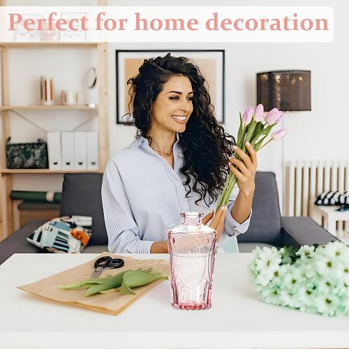 RUCKAE Pink Flower Vase in Bulk 22 Glass Bud Vases Vintage Small Vases for Centerpiece Table Wedding Decorations Home Decor Party (Pink)