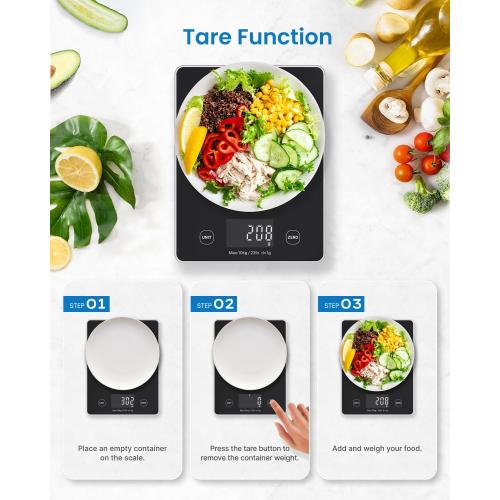 RENPHO Digital Kitchen Scale, Smart Food Weight Scale with Nutritional Calculator, Gram Scale for Weight Loss Cooking Baking Keto Macro Diet, Black Glass, 22lb/10kg
