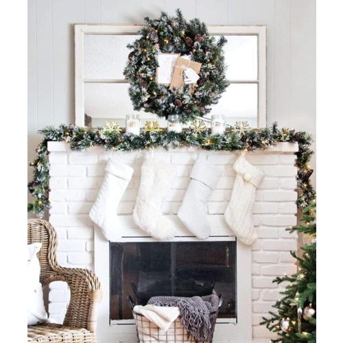 Prelit Christmas 9 Ft Battery Operated Garland with 50 LED Lights - Lighted Xmas Mantel Decor