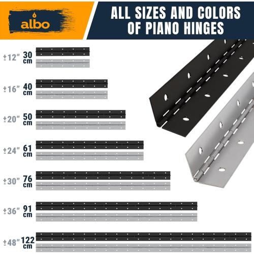 48 Inch Silver Heavy Duty Piano Hinge Continuous Stainless Steel 304 (2-Pack), Surface Mount Cabinet Hinges Silver 48x2 for Industrial Equipment, Commercial Display & Large Access Panel