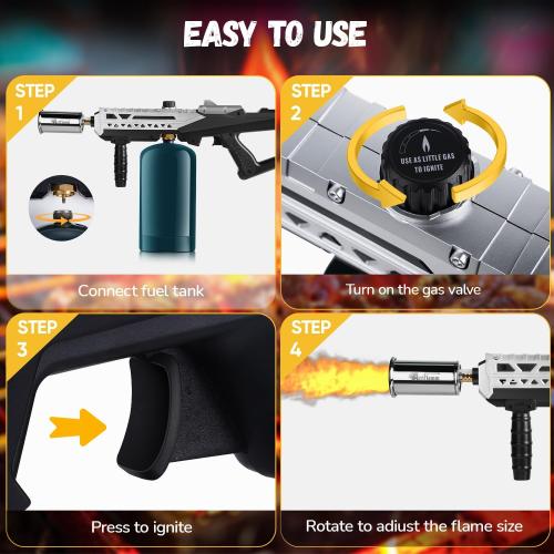 ARTFLAMM Powerful Grill Torch Gun | Propane Torch Gun, Adjustable Flamethrower | Blowtorch for BBQ, Camping, Charcoal Lighter & Fire Starter