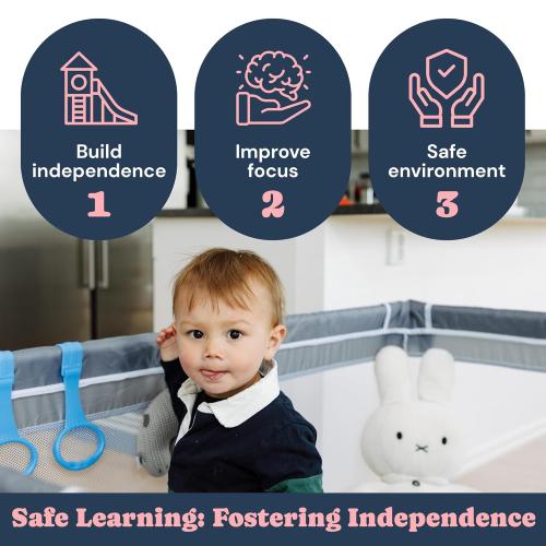 Todale 50”×50” Baby Playpen - Safe Infant & Toddler Gate for Crib - Portable Floor Yard with Anti-Slip Base and Breathable Mesh in Gray - Playpen for Babies and Toddlers, Gray