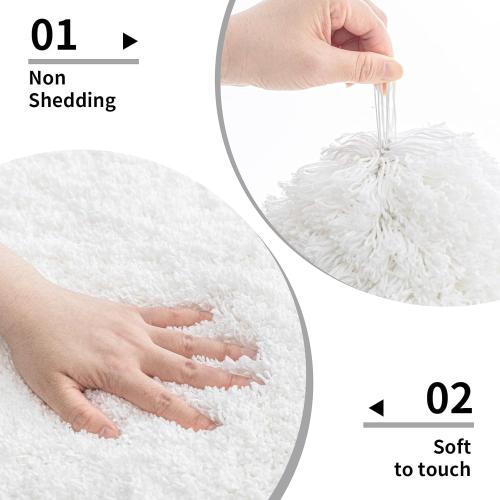 Small Bathroom Rugs  Non Slip White Fluffy Bath Mat for Bathroom Floor Machine Washable Plush Luxury Bath Rug for Tub Soft Shaggy Absorbent Shower Mat