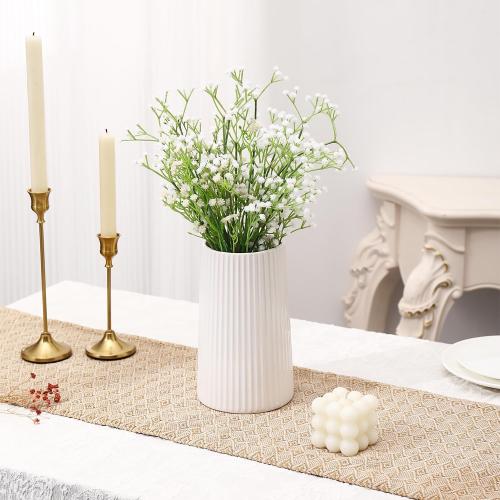 White Ceramic Vase for Flowers, Large Modern White Vase for Home Decor, Decorative Vase for Living Room, Office, Mantel, Bookshelf, Dining Table, 8 inches