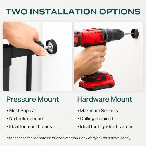 Cumbor 29.7-46 Baby Gate for Stairs, Toddler Safety Essentials for The House, Auto Close Dog Gate for Doorways, Mom's Choice Awards Winner-Easy Install Pressure Mounted Pet Gates for Dogs, White