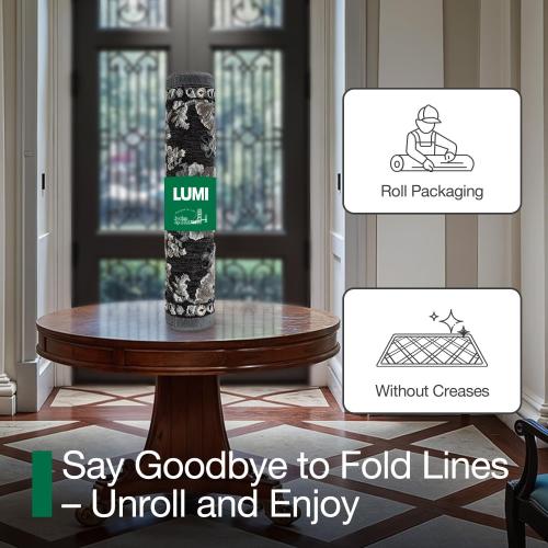 LUMI Indoor Door Mat 36x59, Vintage Non-Slip Washable Thin Entry Mat,Floral | Rubber Backing, Soft Surface, Elegant Pattern, Easy Care, Durable, High Traffic Area (Kids, Dog, Muddy Boots)