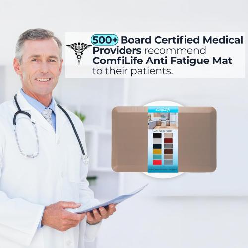 ComfiLife Anti Fatigue Floor Mat – 3/4 Inch Thick Kitchen Mats for Floor, Standing Desk Mat, Kitchen Rug – Comfort at Home, Office – Durable – Stain Resistant – Non-Slip Bottom (20 x 39, Beige)