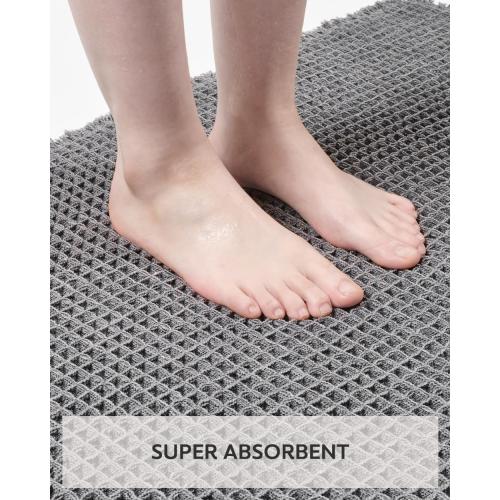 Waffle Bath Mat-Runner Rug, Super Absorbent Non Slip Bath Mats for Bathroom Machine Washable Long Rugs with Tassels, Bath Rugs for Bathroom Floor Beside Tub, 2' x 6'