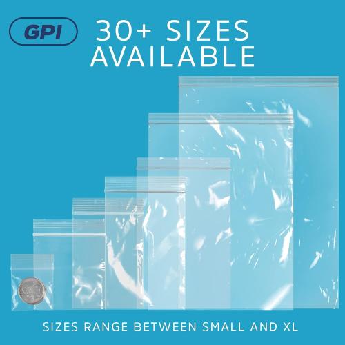 GPI - 4 x 5 Zip Bags, 1000 Count, 2 Mil, Clear Plastic Reclosable Zipper Poly Baggies, with Resealable Zip Top Lock Seal, for Jewelry, Coins, Pills, Candy, Beads, Seeds & More.