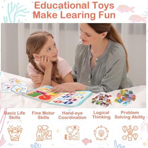 Teefrye Toddlers Busy Board Montessori Toys for Old 1-3 Year Girl Busy Book