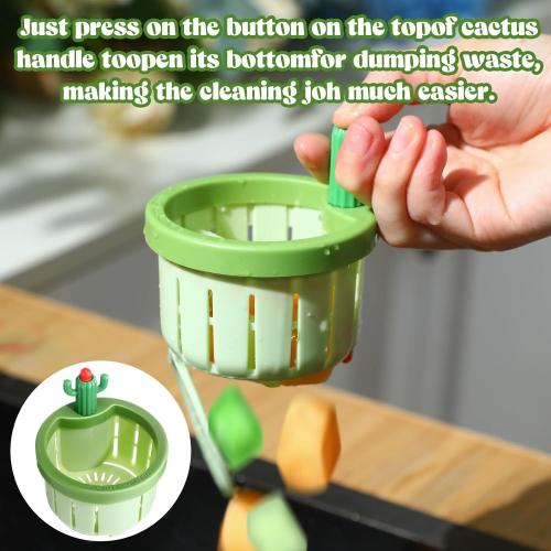 Honeydak 2 Pcs Cactus Sink Drain Strainer Automatic Pressing Dumping Sink Filter Basket Kitchen Waste Collector Filter Plastic Multi-Functional Lifting Catcher Stopper Net Kitchen Accessories for Home