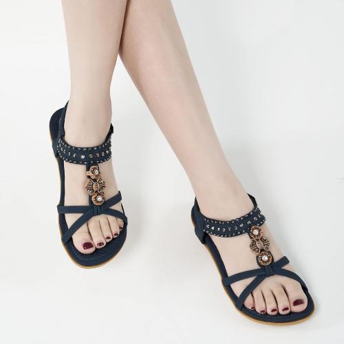 Size 5....Alicegana Womens Sandals Shoes Comfort Walking with Non Slip on Casual Summer Beach Shoes Dress Ankle Elastic Jeweled Bohemian Flats