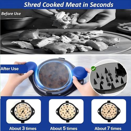 Chicken Shredder Tool Twist Pro - Large Meat Shredder for Chicken Breast, Pulled Pork, Beef with Upgraded Stainless Steel Spikes Wall Mounted Design BPA-Free Kitchen Essentials Gadgets (Blue/Black)