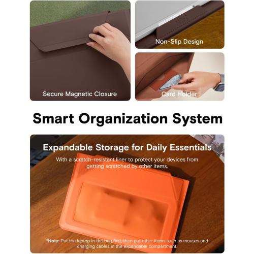 MOFT Laptop Carry Sleeve, 2-in-1 Laptop Bag & Stand for 14 MacBook Air/Pro & Dell/HP/Lenovo/Asus, Stylish Slim Computer Sleeve Bag with Expandable Storage for Computer Accessories, Deep Blue