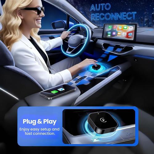 2026 Wireless CarPlay Adapter for iPhone & Android Device | Fast Auto-Connect, Stable Connection, Mini Size Plug，Apple iPhone & Android, 2-in-1 Adapter, Convert Wired to Wireless Dongle