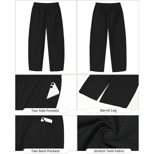 SIZE 3XL-GRAPENT Wide Leg Pants Woman High Waisted Trendy Cropped Barrel Pull On Baggy Elastic Waist Loose Fit Pants with Pockets