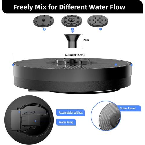 Solar Powered Fountain 4W Bird Bath Fountains Pump Upgraded Glass Panel Fountains with Color LED Lights 7 Nozzles & 4 Fixers for Garden Small Pond Outdoor Swimming Pool Fish Tank