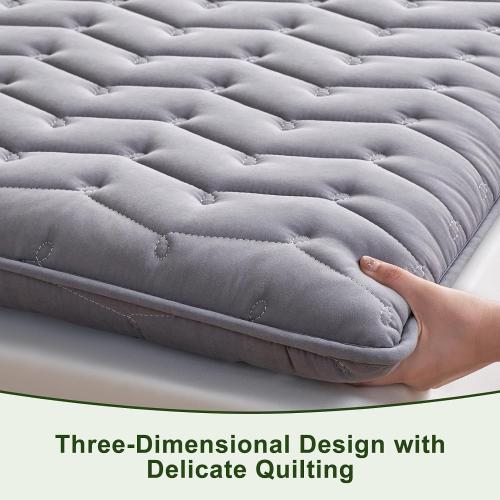 Premium Foam Queen Mattress Topper 3 Inch, Medium Firm Bed Pad for Supportive Sleep and Pressure Relief, Durable Foam Layer , Gray