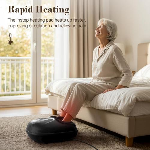 Foot Massager FSA Eligible HSA, Feet Massager with Heat for Plantar Fasciitis Relief, 5 Levels Compression & Vibration Massage for Neuropathy, Christmas Gifts for Women Men, Fits Up to 13