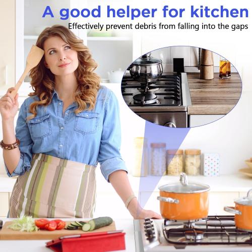 Stove Gap Covers Stainless Steel 2 Packs, 13.8-27.5 Retractable Range Gap Cover, Heat-Resistant Stove Gap Filler, Cooktop Trim Kit, Stove Guard for Even Surface - Silver