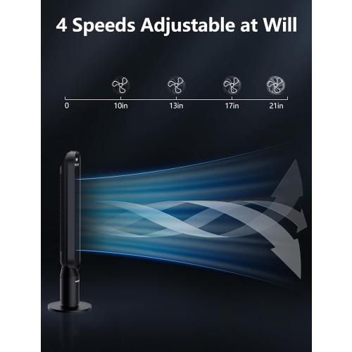 VAGKRI Tower Fan for Bedroom, 42 Inch Quiet Floor Fan with 135° Vertical 90°Oscillation Fans for Indoors, 4 Modes, 4 Speeds, 15H Timers Standing Bladeless Fans with Remote Black