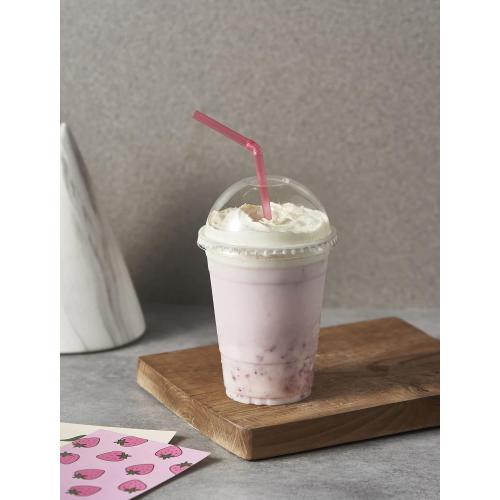 [100 Sets-16 oz.] Plastic Cups With Dome Straw Slot Lids PET Crystal Clear Disposable Togo Cup BPA Free For Party Ice Cold Drinks Coffee Tea Parfait Dessert Smoothie Bubble Boba Fruit Milkshake Slush