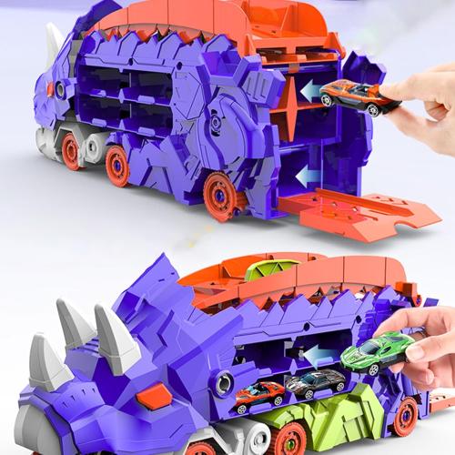 Genérico Dinosaur Transport Truck - Foldable Dinosaur Truck - Dinosaur Truck Toys for Foldable Transport with Track and Metal Cars for Kids