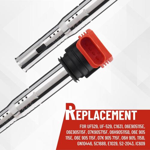 Ignition Coil Packs UF529 & Spark Plugs Set of 4,Compatible with Audi Volkswagen VW 2005-2016 A3 A4 A5 R8 A6 A7 Q7 S4 TT 2006-2016 Jetta MK5 MK6 GTI Rabbit Golf Passat CC Tiguan,OE Replace C1631 UF575