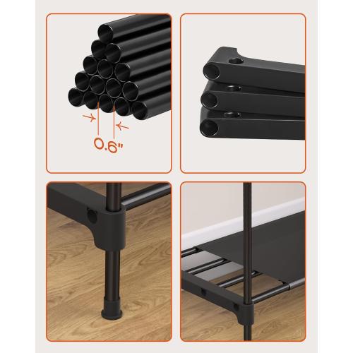 Size 81.5 Color Black Portable Closet, 81.5 Inch Extra Large Capacity Wardrobe Closet with Cover, Clothes Storage Organizer with Shelves and 5 Hanging Rods, Easy to Assembly, Black PCT136B01