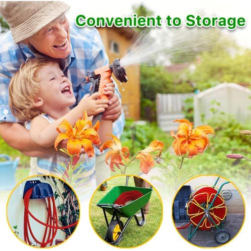Garden Hose, 75FT Water Hose, Outdoor Hose with 3/4 Fittings, Water Pipe, Convenient Storage Useful House Gifts for Lawn Car Watering Plants Red