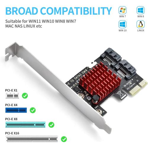 ELUTENG PCIE SATA Expansion Card 2 Port PCIE to SATA Card 6Gbps SATA 3.0 Controller PCI Express X1 Expansion Card with Low Profile Bracket for Desktop PC Support SSD HDD