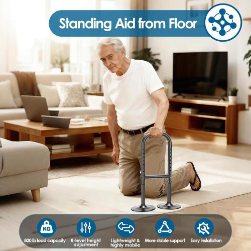 Stand Assist Aid for Elderly, 8 Level Height Adjustable Standing Assist Devices, 800lb Capacity Standing Aids for Seniors, Portable Mobility Aids for Elderly Seniors Indoor/Outdoor Use