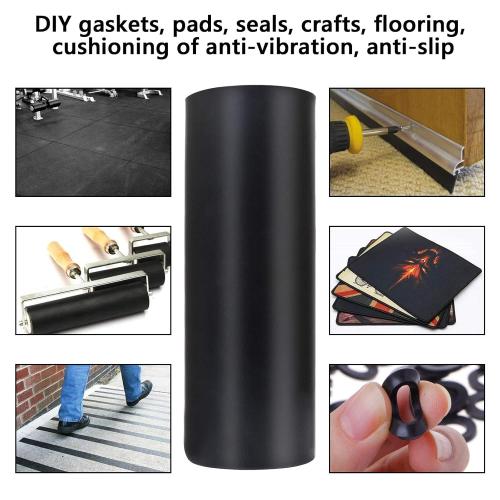 Neoprene Rubber Sheet 1/8 Thick x 16 Wide x 30 Long, Solid Rubber Sheets, Rolls & Strips for Gaskets Material, Pads, Crafts, Weather Stripping, Flooring, Black