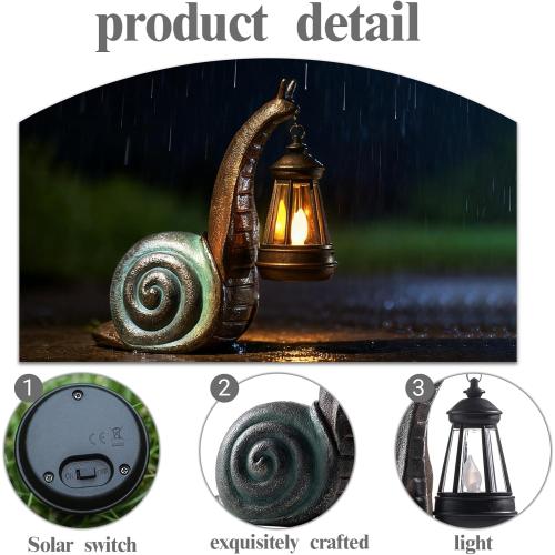 Solar Snail Garden Lights Outdoor Decor (3.15 W x 4.92 L x 8.27 H), Solar Powered Figurine for Patio Lawn Yard Porch, Indoor Decoration, Unique Gift for Mom Grandma Women