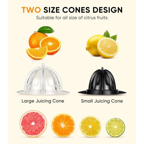 Electric Orange Juicer, Citrus Juicer Squeezer with 2 Cones and Soft Grip Handle for Effortless Juicing, Stainless Steel Quiet Orange Juice Extractor Machines for Lime Grapefruit Lemon