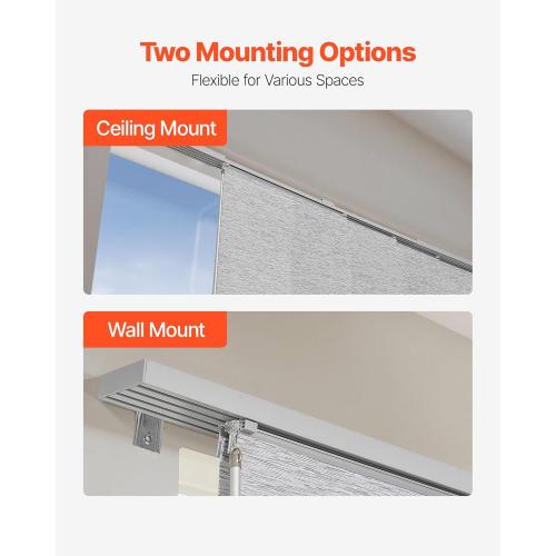 VEVOR Panel Track Blinds, Extendable Track from 45.8 in to 86 in W, Trimmable Panel Curtains Up to 96 in H, Adjustable Vertical Panel Blinds for Sliding Doors, Patio Doors, Room Divider, Window, Gray