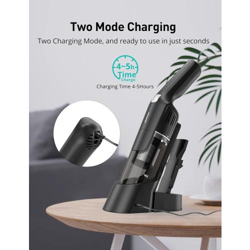 Aspiron Cordless Handheld Vacuum, 24KPA Powerful Car Vacuum, 2-Speed, 2 Charging Methods, Wireless Charger, Ergonomic Handle, Portable Rechargeable Vacuum Cleaner for Car, Home, Black Grey