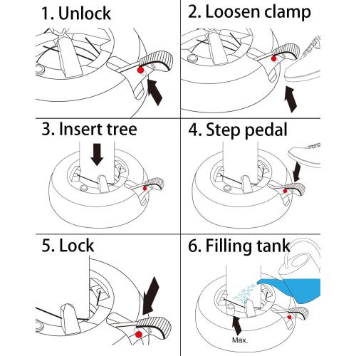 Leejec Christmas Tree Stand with Water Reservoir, Fast Clamped 10 Ft Real Tree with 5.5 Diameter, Water Level Indicator Equipped, No Assembly Required