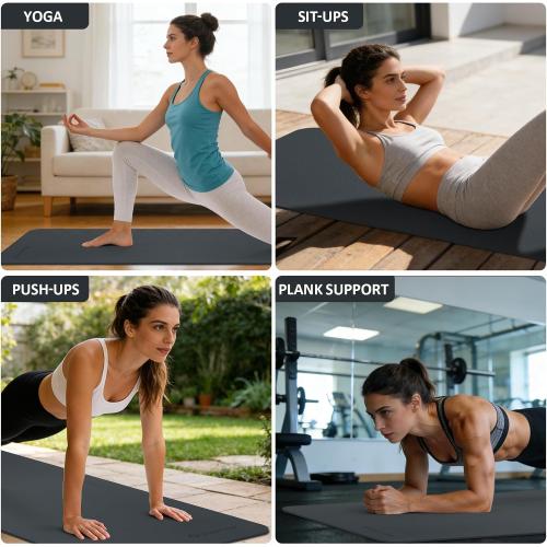 Gruper Yoga Mat Non Slip, 72L x 24W x 0.24/0.32TH, Anti-Tear Exercise Mat with Carrying Strap and Bag, Pro TPE Yoga Mats for Women, Workout Mats for Home, Pilates and Floor Exercises
