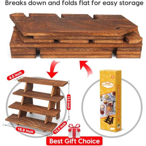 Manspdier Wooden Display Stand Wood Cupcake Stands Tool Free, Rustic Risers for Display Ideal Craft Funko Pop Shelves Table Display Stand for Vendors Wood Riser